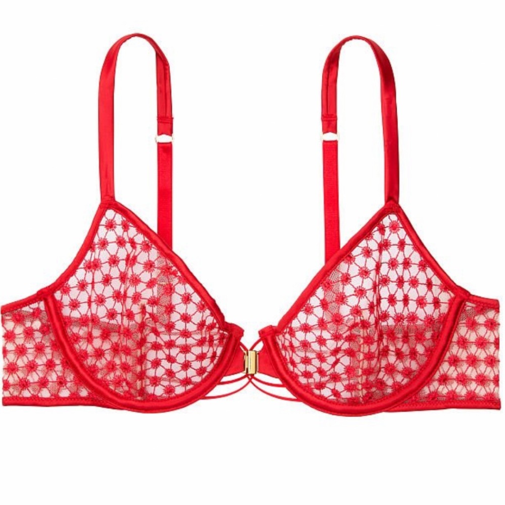 Red Unlined Demi Bra